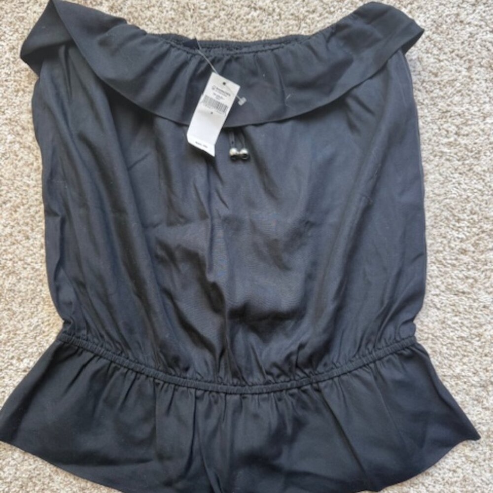 NWT Gap Strapless Top w/ Ruffle Detail Black Size Small
